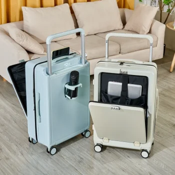 K2887 Multi-functional Front Opening Suitcases Wide tie rods Large Capacity New Luggage