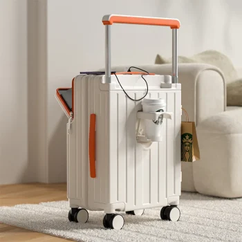 K2880 Luggage Front Opening Wide tie rod USB Charging Trolley Case