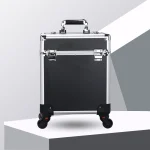 K2790 Large Capacity Aluminum Rolling Makeup Case Lockable Cosmetic