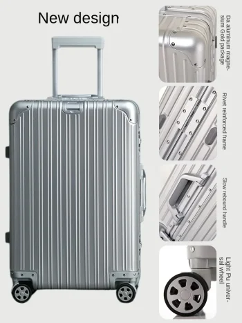 K2819 Aluminum Suitcase Metal Hard Travel Case Carry-on Luggage