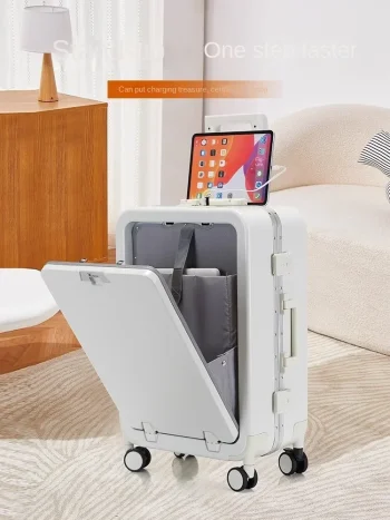 K2857 Front Opening Travel Suitcase Aluminium Frame New Trolley Case
