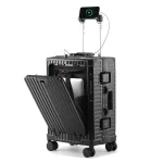 Aluminum Frame Travel Suitcase Trolley Case Front Opening Rolling Luggage