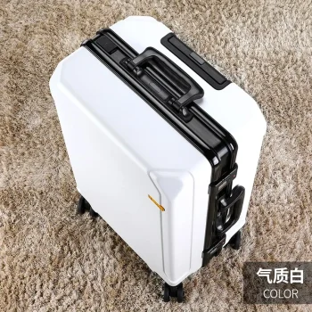 K2859 New Fashion rolling luggage aluminum frame USB charging trolley suitcase