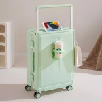 K2839 Travel Suitcases with USB Cup Holder Wide Trolley Case