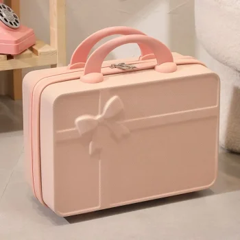 K2923 Travel Suitcase Bow ABS Makeup Case Large Capacity Zipper Cosmetic Box