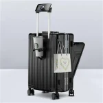 K2684 Front Opening Suitcase Business Luggage with USB Cup Holder