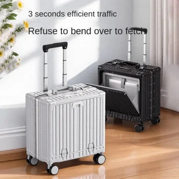 K2860 Suitcase Business Front Opening Trolley Luggage with USB Cup Holder