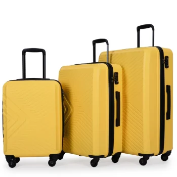 K2728 Yellow ABS Luggage Set TSA Lock Spinner Wheels Luggage