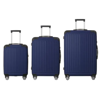 K2852 Blue 3Piece Premium ABS Luggage Set20 24 and 28 Suitcases