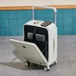 K2921 Suitcase Wide Handle Luggage Front Opening USB Charging Suitcases