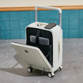 K2921 Suitcase Wide Handle Luggage Front Opening USB Charging Suitcases