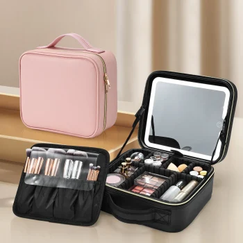 K2938 Makeup Bag With Vanity Mirror With Lights Travel Makeup Case With Lighted Mirror
