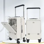 K2705 Suitcase Wide Handle Front Opening Luggage with USB Cup Holder