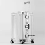 K2707 Aluminum Trolley Suitcase Trunk Metallic Large Rolling Luggage Bag