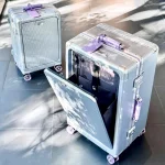 K2785 Front Opening Pocket Rolling Luggage Aluminum Frame Wide Handle Trolley Suitcase