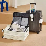 K3010 Side Opening Luggage Travel Suitcase Foldable Cup Holder Large Capacity Sturdy Suitcase