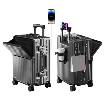 K2736 arry-On Luggage Spinner TSA with Lid, PC+ABS Aluminum