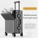 K2758 Aluminum Frame Front Opening Cover Travel Suitcase