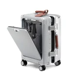 K2751 Front Opening Lid Suitcase Aluminum Frame Wide Rod-One key Opening Trolley Luggage