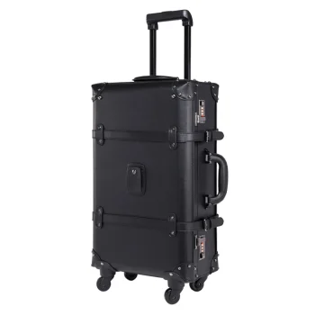 K3209 Retro Rolling Luggage Spinner Vintage Leather Suitcase on Wheel