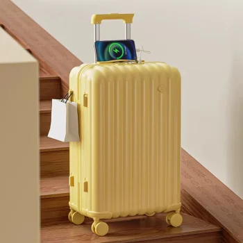 K3232 Luggage Travel Female Mute Universal Wheel with USB Folding Cup Holder Trolley Case