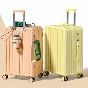 K3199 Luggage Trolley Case with Cup Holder and USB Charging Port 20 inch Cabin Travel Suitcase