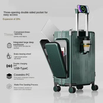 K3119 New-style three-opening multifunctional front-opening suitcase