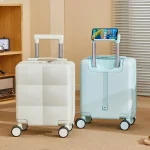 K2397 Luggage Trolley Case with Combination Lock Phone Holder Lightweight Suitcase