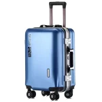 K3186 Travel Suitcases with Wheels Zipper Aluminum Frame USB Charging Scratch Luggage