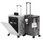 K3269 Aluminum Alloy Travel Suitcase Front Open TSA Lock Trolley Case