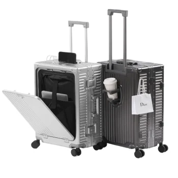 K3269 Aluminum Alloy Travel Suitcase Front Open TSA Lock Trolley Case