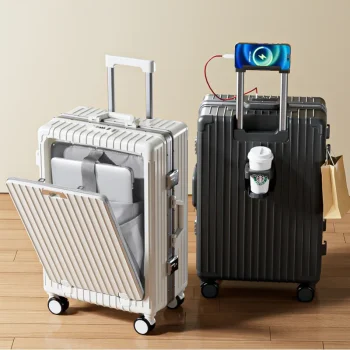 K3169 Front opening multifunctional luggage with men's aluminum frame boarding case