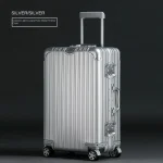 K3063 Silver Suitcase 100% Aluminum-magnesium Alloy Material Hard Luggage