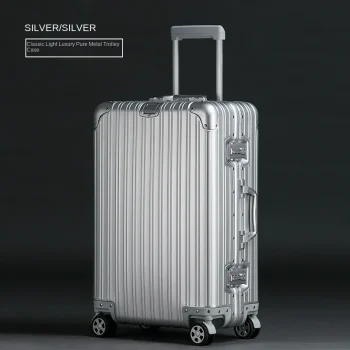 K3063 Silver Suitcase 100% Aluminum-magnesium Alloy Material Hard Luggage