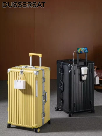 K-K072 Aluminum Frame Suitcase with Spinner Wheels Large Capacity Carry-On Travel Luggage