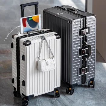 K3521 Aluminum Frame Trolley Case Password Box Thickened Suitcase on Wheels