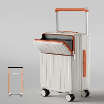 K3431 Travel Luggage Wide Tie Rod Suitcase Front Opening Laptop Boarding Case