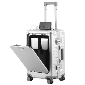 K3421 New All Aluminum-magnesium Suitcase Front Opening Rolling Luggage