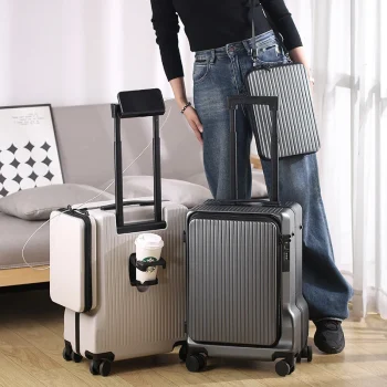 K3415 Front Opening Luggage with Satchel Trolley Case