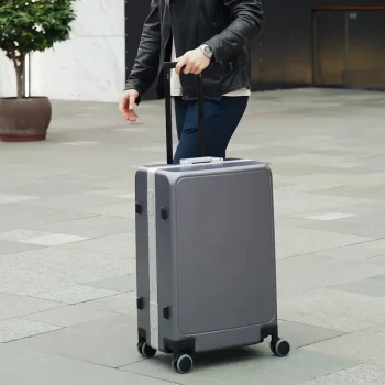 K-K703 Retro Rolling Luggage Spinner Vintage Leather Suitcase