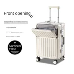 K3381 Front Opening Suitcase 2025 New Aluminum Frame Luggage