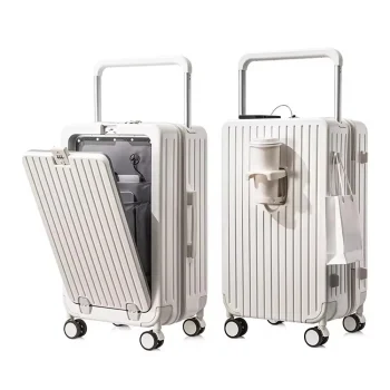 K3348 Front Opening Suitcase Aluminum Alloy Widen Trolley Rolling Luggage