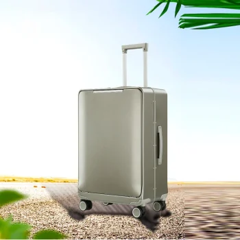 K3464 Multi-function front open lid aluminum frame suitcase silent spinner travel trolley case