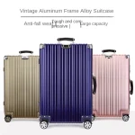 K3328 Retro Carrier Suitcase 100% Valise Aluminum Metal Luggage